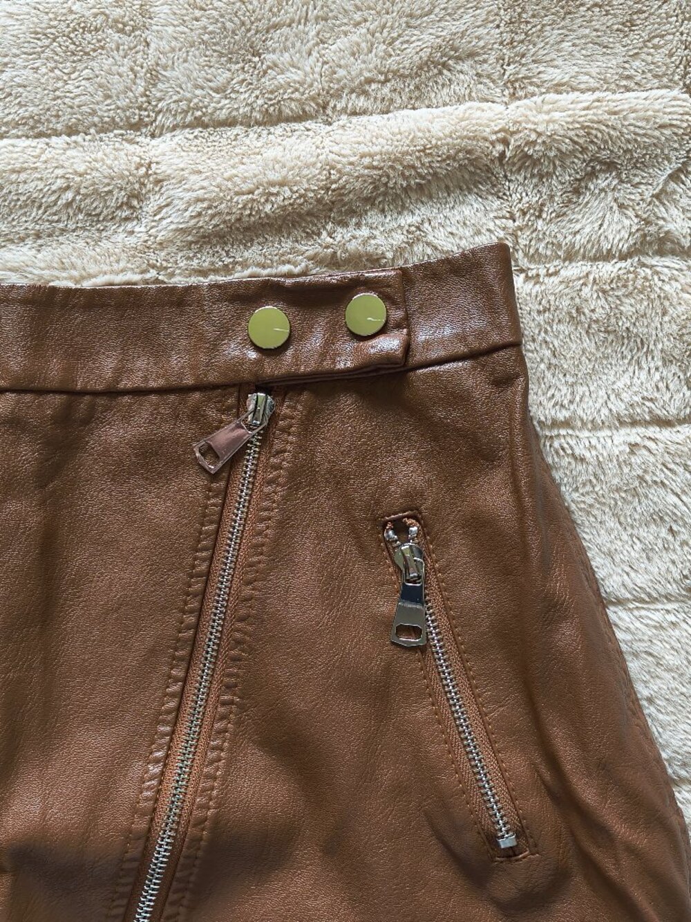 Kendall & Kylie Brown Pleather Mini Skirt
